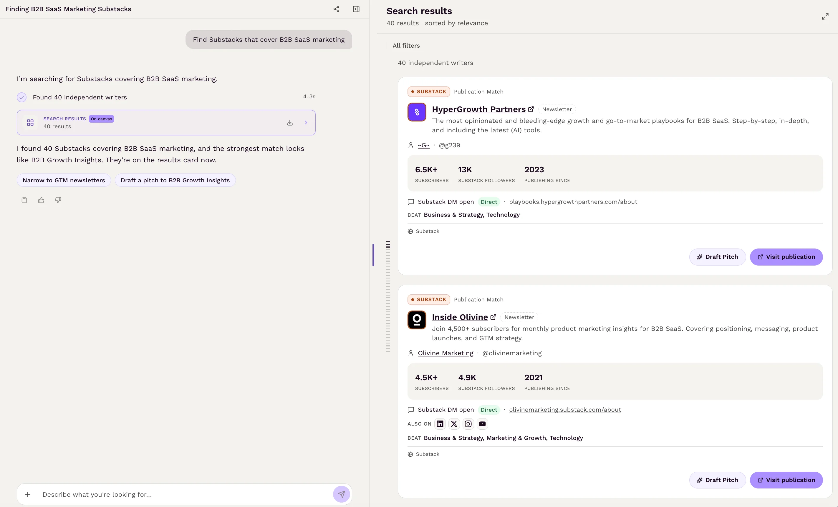 Screenshot placeholder of the Find Substacks search interface